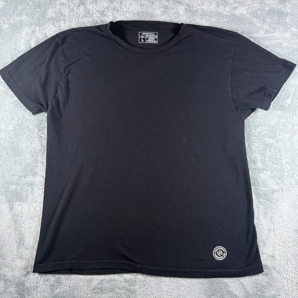Aeropostale Mens Black Short Sleeve Graphic Logo T-Shirt Size L 100% Cotton